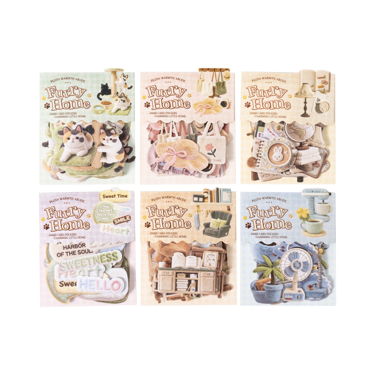 [2603-030] Plush Theme Card Stickers 30 Pieces 6 Styles