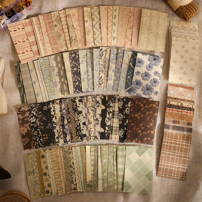 [2601-142] Vintage Fabric Texture Paper Pad – “Paper & Cloth” Embroidery Style (6 Designs 50 Sheets)
