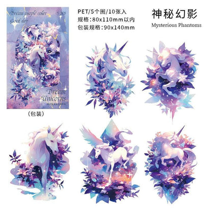1060 Dark Phantom PET Sticker Pack Dreamland Unicorn Collection - Memo Journals