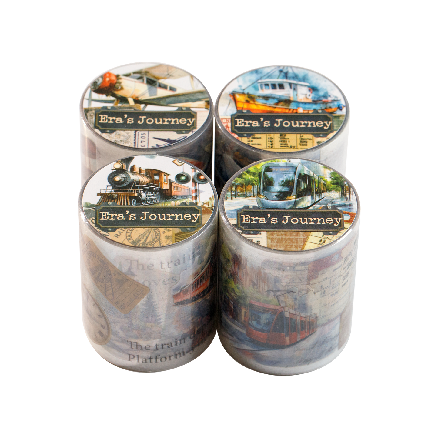 [2603-100] Travel Journal Die Cut Decorative Tape 4 Styles