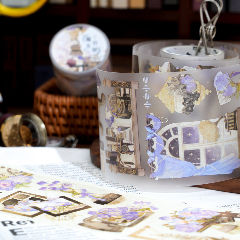 [2603-070] White Ink PET Background Collage Stickers 4 Styles