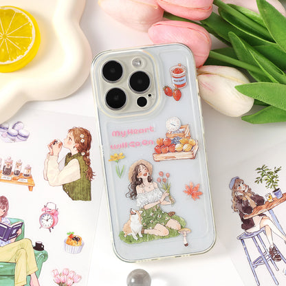 [2603-081] Cute Cartoon Girl Journal Collage Sticker Book 4 Styles