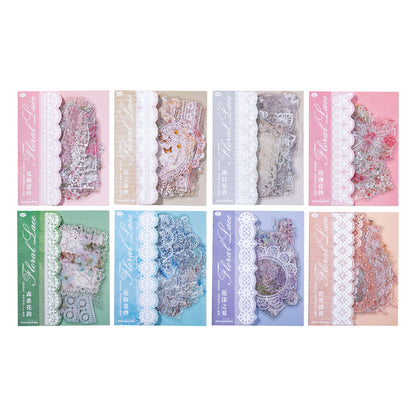 [2603-042] Floral Lace PET Decorative Stickers 8 Styles