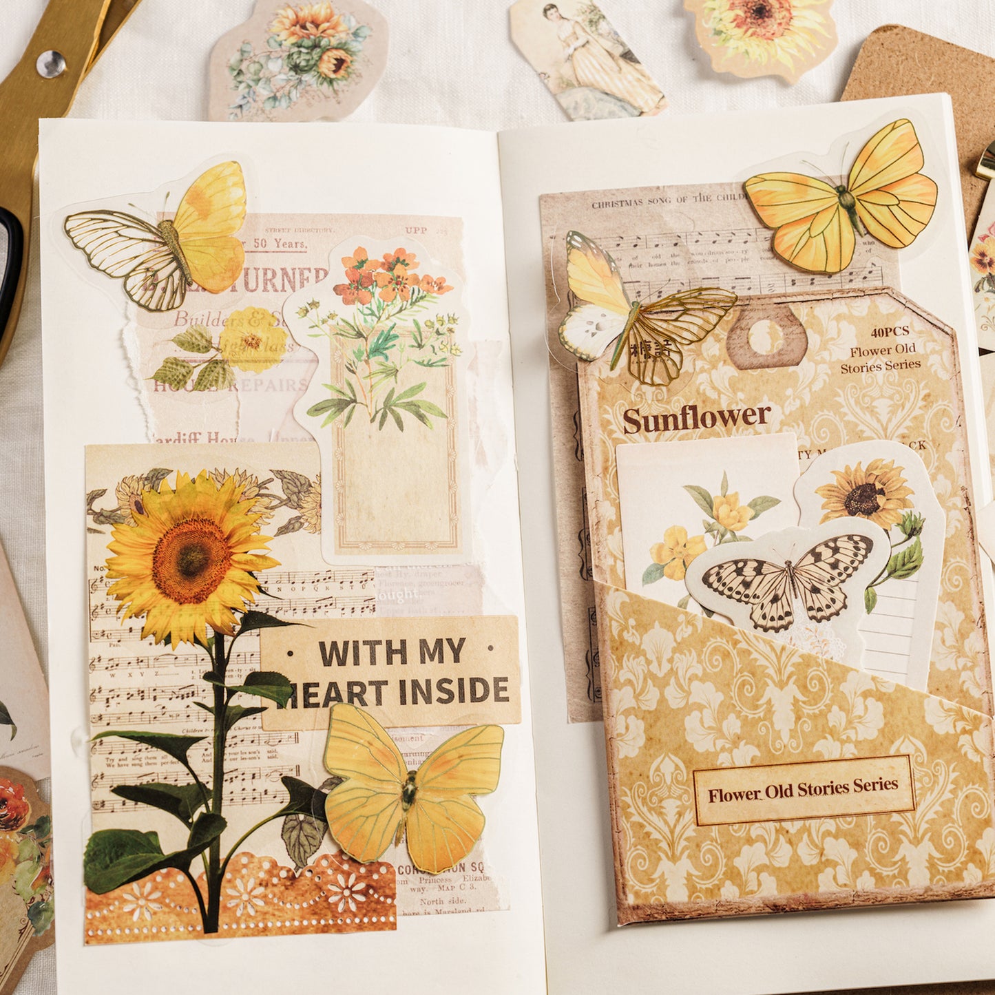 [2603-088] Vintage Floral Memo Note Stickers 6 Styles