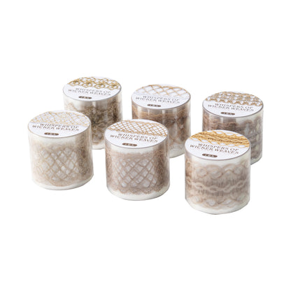 [2601-140] Linen Whisper PET Washi Tape – Vintage Woven Lace Series (6 Designs)