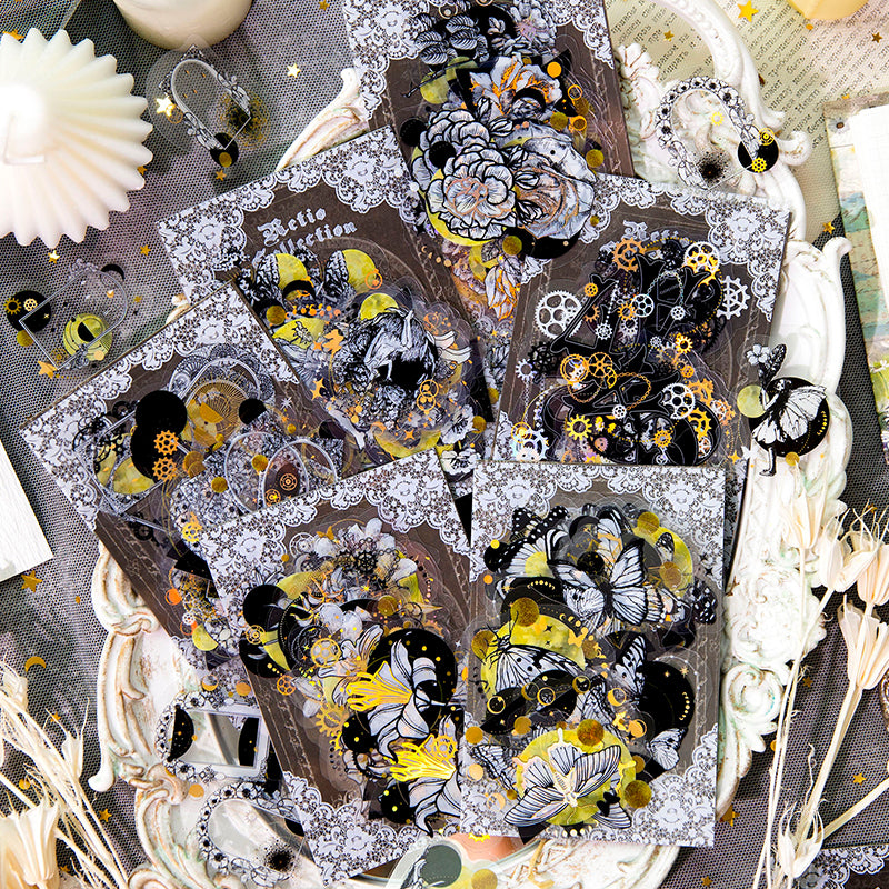 [2603-080] PET Gold Foil Vintage Collage Stickers 6 Styles