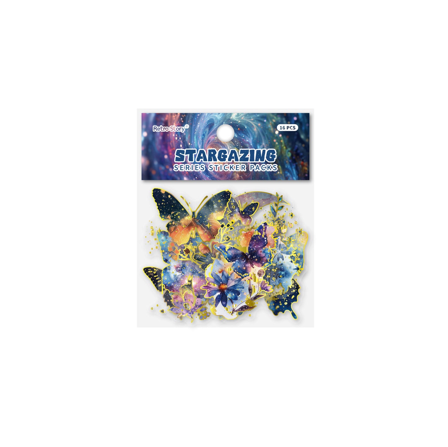 [2601-147] Galaxy Ocean Foil Stickers – Starry Fish & Jellyfish Collage Set (6 Designs)