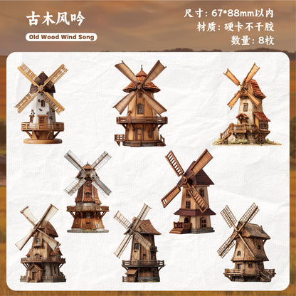 [2603-013] Vintage Countryside Windmill Stickers 6 Styles