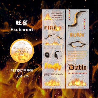 [2603-103] Burning Flame Fantasy PET Decorative Tape 6 Styles