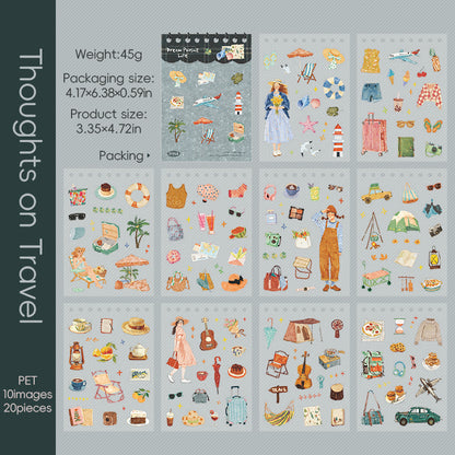 [2603-072] Lifestyle Die Cut PET Sticker Book 20 Sheets 4 Styles