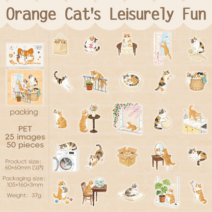 [2601-230] Cute Cat Adventure Series PET Sticker Pack Journal Decoration Materials 4 Styles
