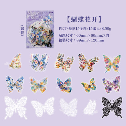 [2603-016] Floral PET Decorative Stickers 6 Styles