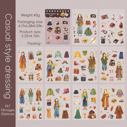 [2603-072] Lifestyle Die Cut PET Sticker Book 20 Sheets 4 Styles