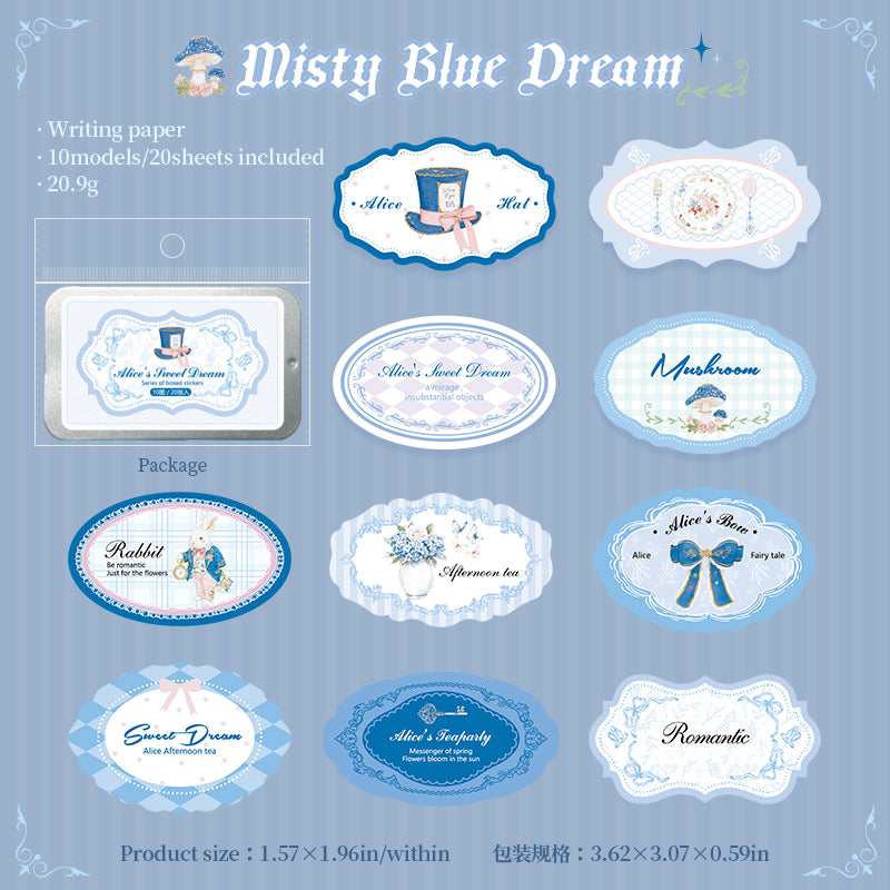 [2601-182] Alice Sweet Dream Sticker Box Set – 6 Designs, 20 Sheets, Fairy Tale Journal Stickers