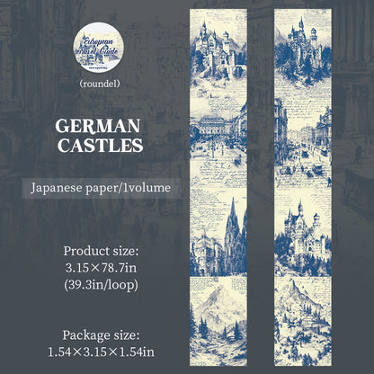 [2601-159] European Travel Sketch – Large Background Washi Tape (4 Designs)