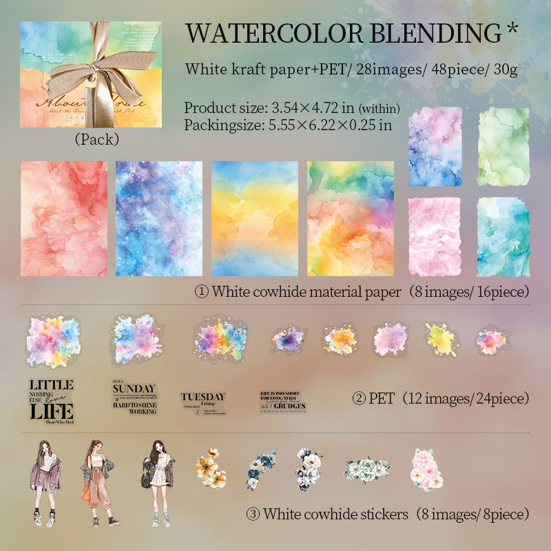 [2601-139] Trace Marks Journaling Kit – Grunge Background & Collage Sticker Set (4 Styles)