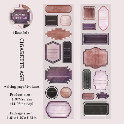 [2602-014] Vintage Handwritten Label Washi Tape 4 Styles