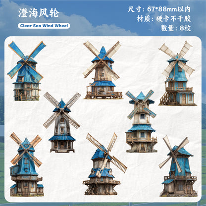 [2603-013] Vintage Countryside Windmill Stickers 6 Styles