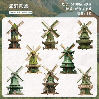 [2603-013] Vintage Countryside Windmill Stickers 6 Styles