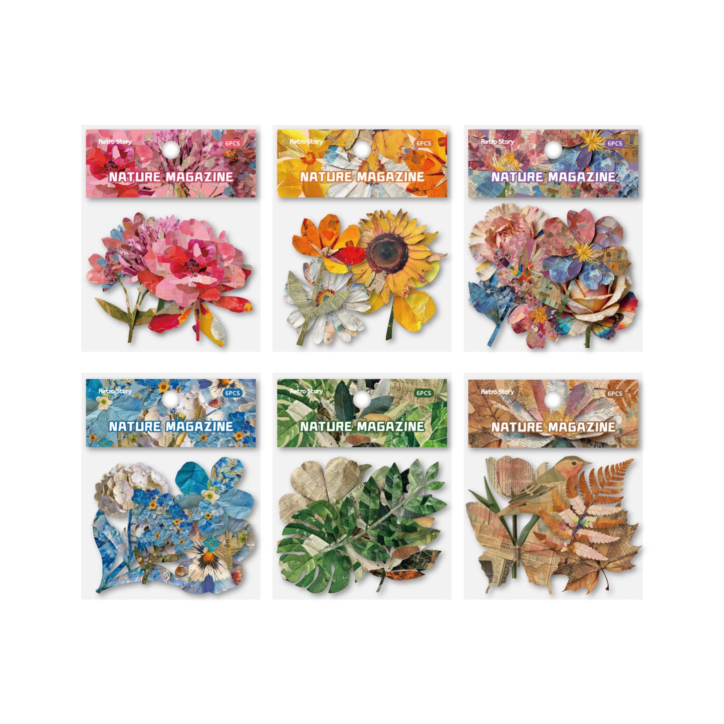 [2602-022] Vintage Floral Collage Stickers 6 Styles