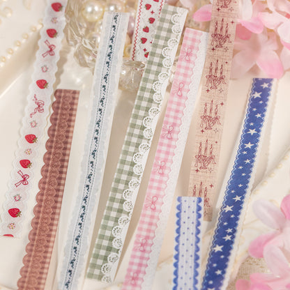 [2601-125] Lace Post Office Washi Trims – “Floral Lace Series” Long Strip Journal Set (4 Styles 40 Pieces)