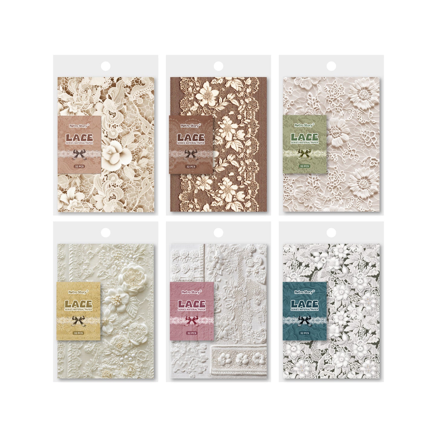 [2601-213] Vintage Lace Embossed Journal Paper Set