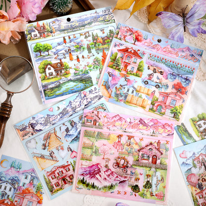[2603-019] Matte PET Scene Background Stickers 3 Sheets