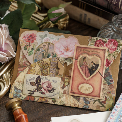 [2603-088] Vintage Floral Memo Note Stickers 6 Styles