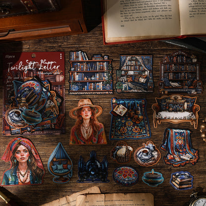 [2601-176] Twilight Letter – Gothic Vintage Character Sticker Set (6 Designs)
