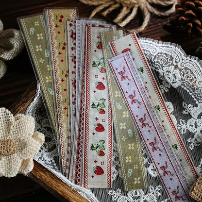 [2601-122] Handcrafted Lace Border Stickers – Vintage Fabric Trim Set (6 Designs)