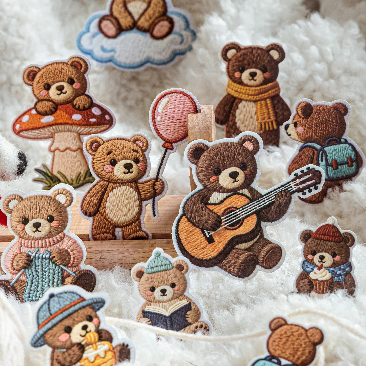 [2602-023] Embroidered Puppy Animal Stickers 40 Sheets