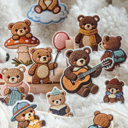 [2602-023] Embroidered Puppy Animal Stickers 40 Sheets