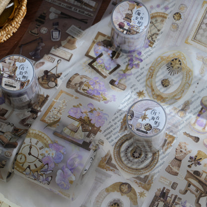 [2603-070] White Ink PET Background Collage Stickers 4 Styles