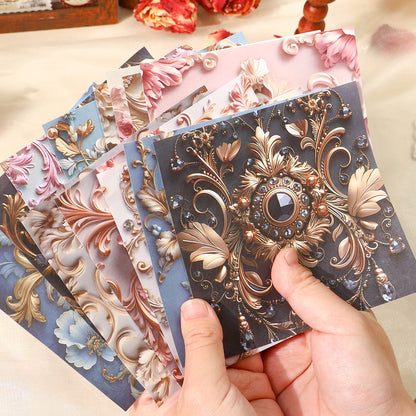 [2601-231] Elegant Baroque Series PET Journal Background Stickers Vintage Decoration 4 Styles