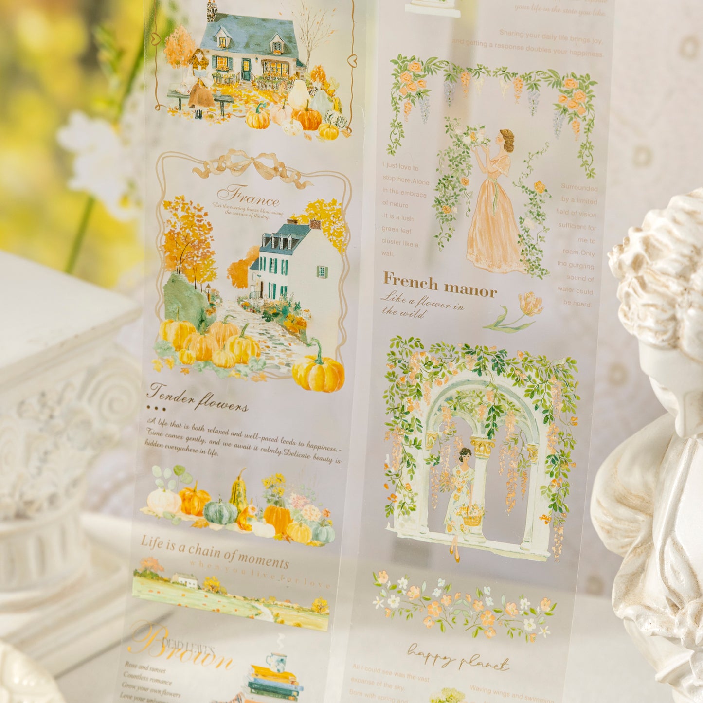 [2601-141] French Countryside PET Washi Tape – Romantic Garden Collage Series (6 Designs)