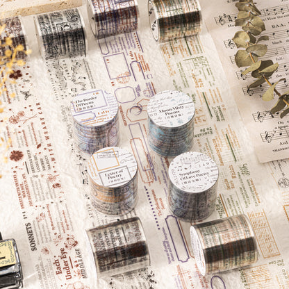 [2603-073] Vintage Poetry Text Collage Tape 6 Styles