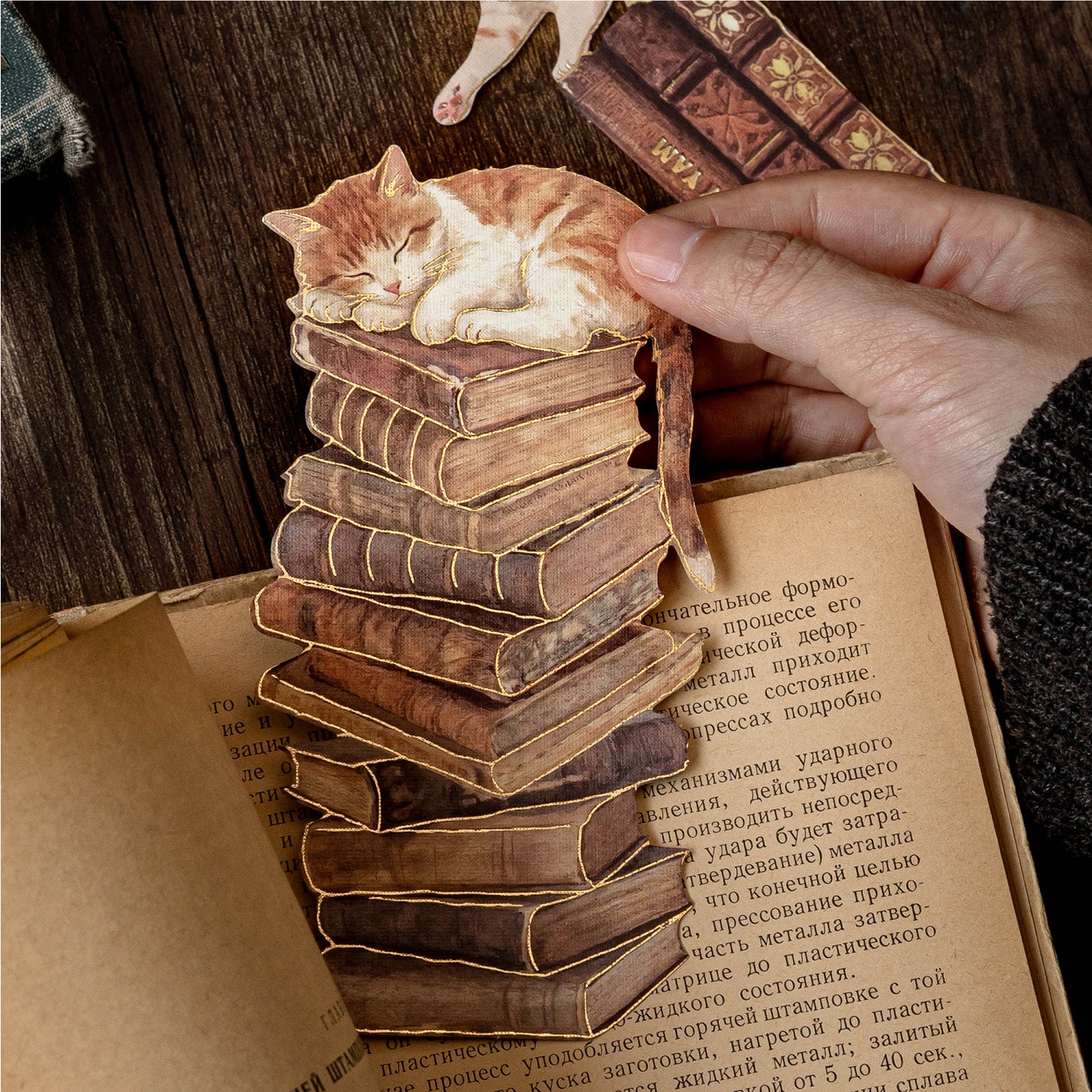 [2602-025] Vintage Gold Foil Bookmark Stickers 3 Styles
