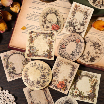[2601-166] Poetic Blooms – Vintage Floral Frame Stickers (4 Designs)