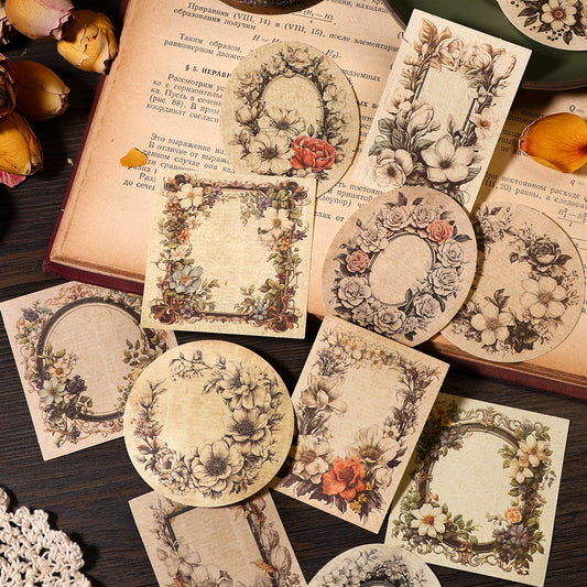 [2601-166] Poetic Blooms – Vintage Floral Frame Stickers (4 Designs)