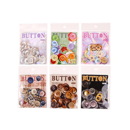 [2602-015] Vintage Button Card Stickers Pack 6 Styles