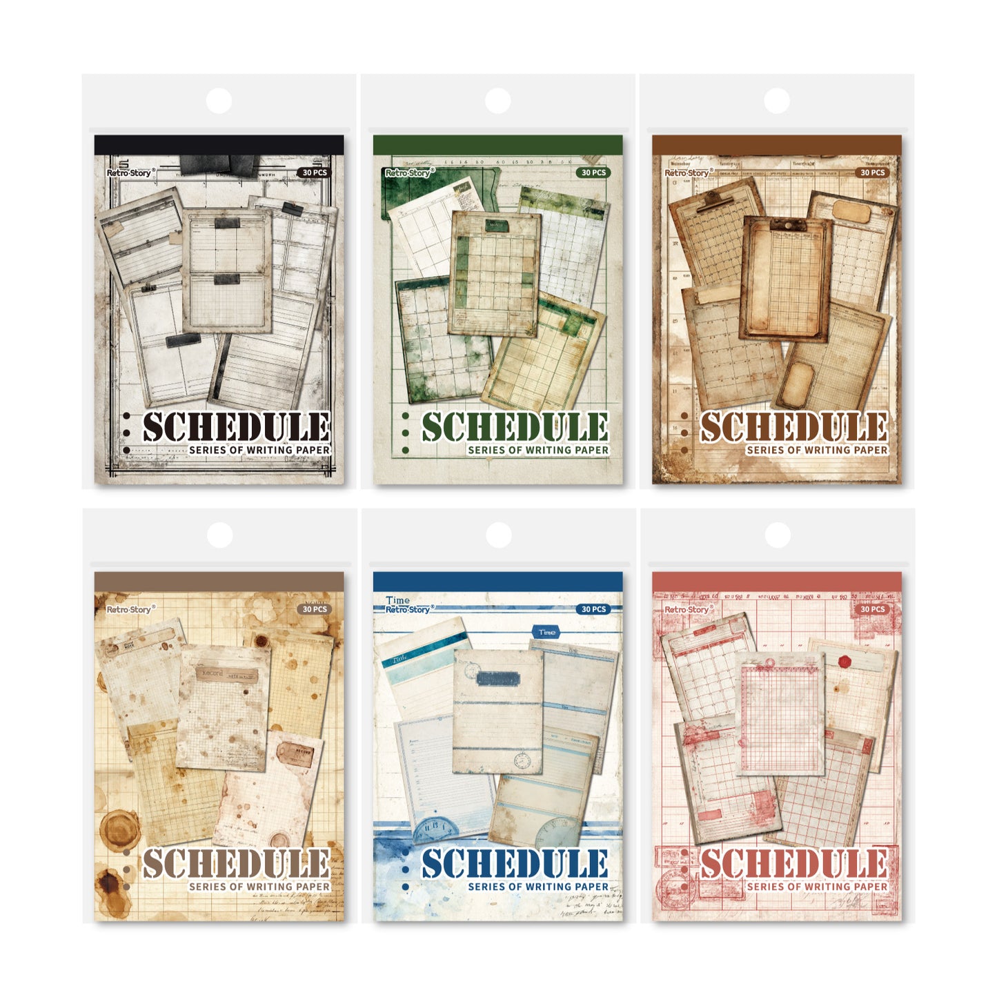 [2603-017] Vintage Schedule Ephemera Paper 6 Styles