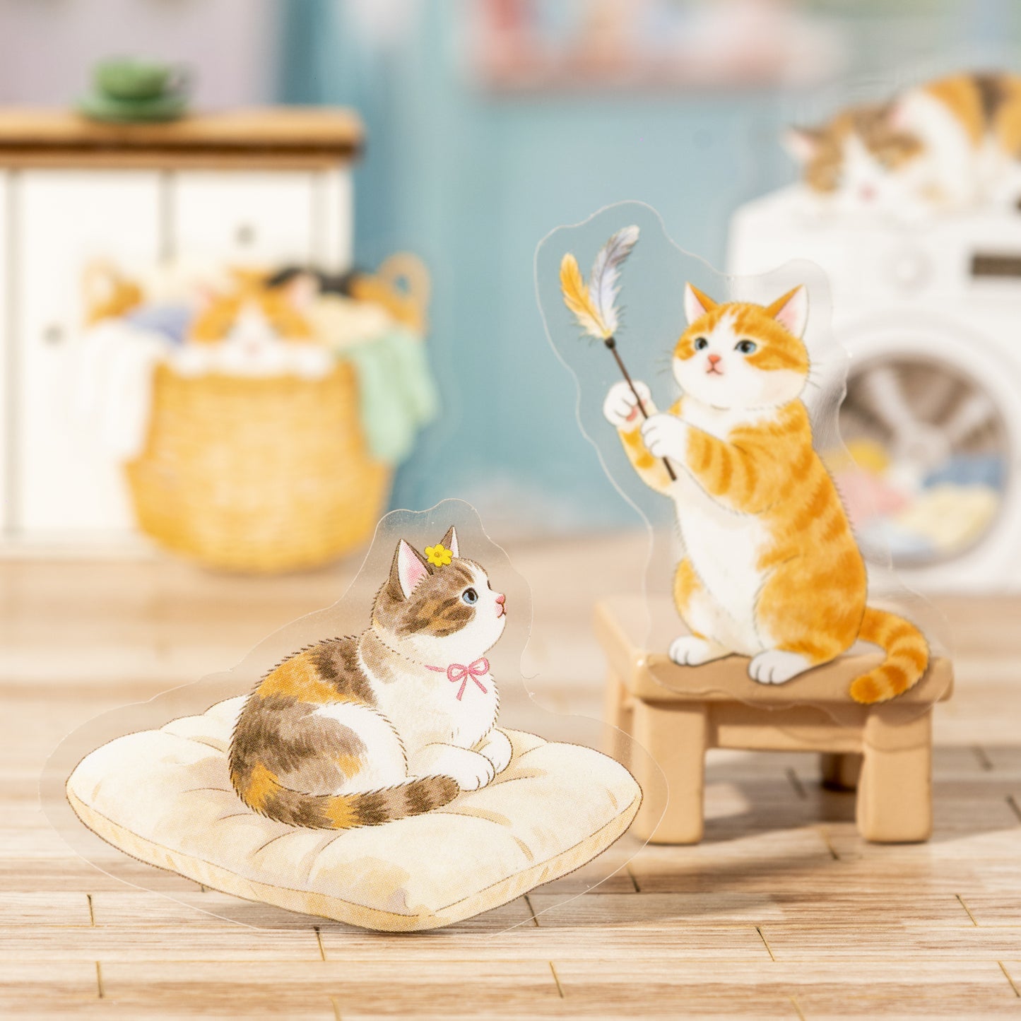 [2601-230] Cute Cat Adventure Series PET Sticker Pack Journal Decoration Materials 4 Styles