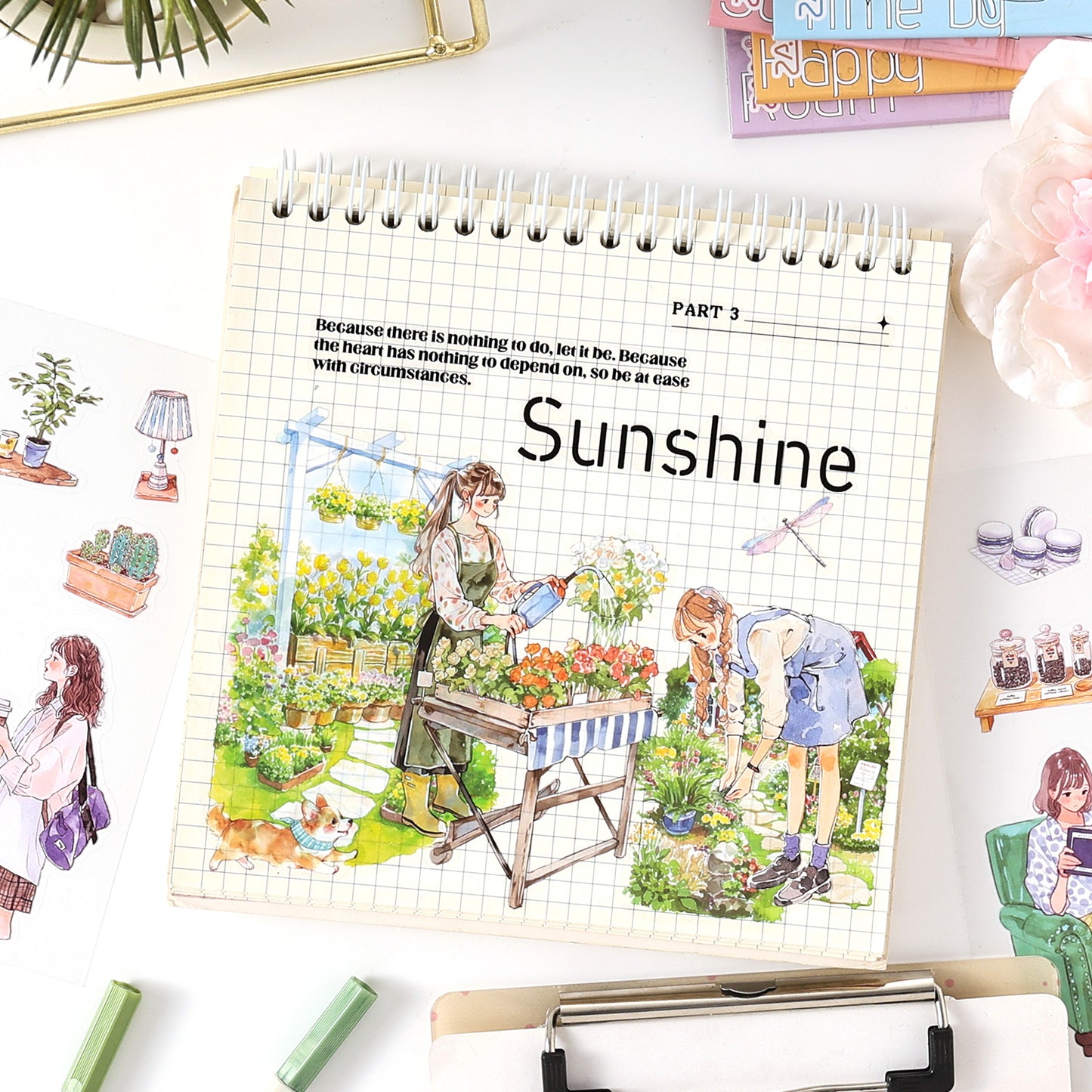 [2603-081] Cute Cartoon Girl Journal Collage Sticker Book 4 Styles
