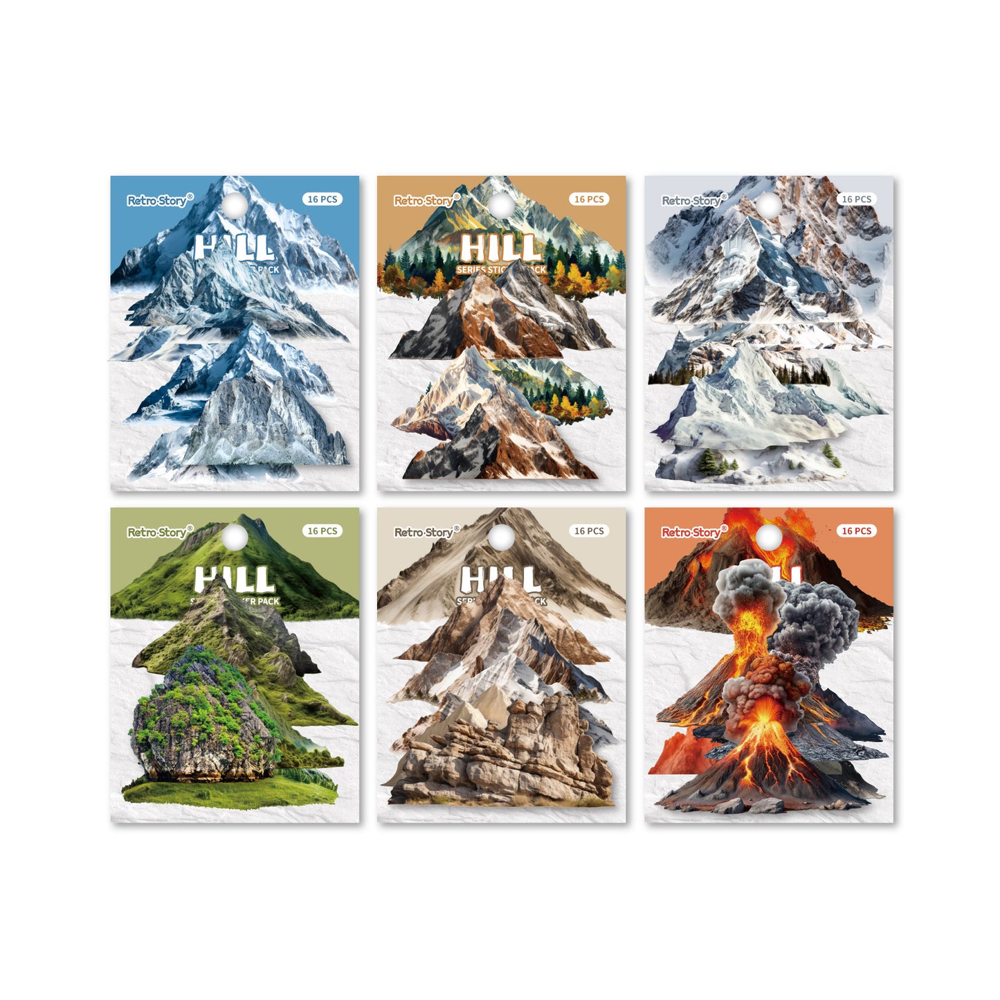 [2601-212] Vintage Mountain Landscape Sticker Pack