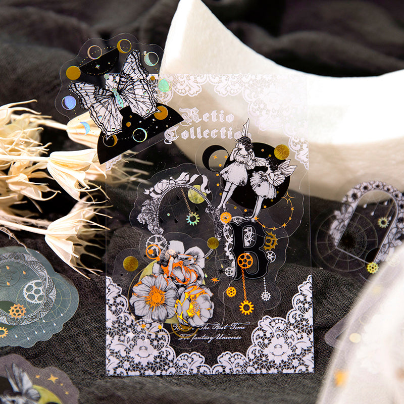 [2603-080] PET Gold Foil Vintage Collage Stickers 6 Styles