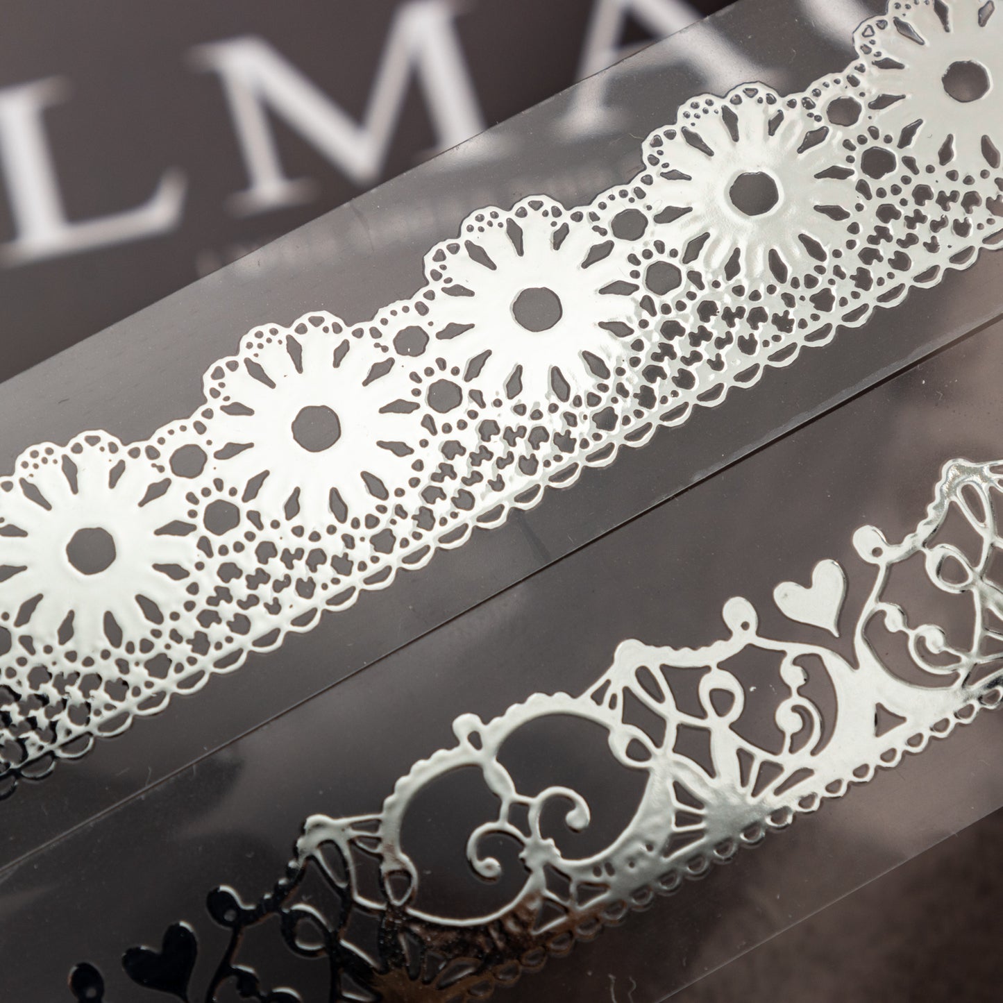 [2601-175] Silver Lace Isle – Foil-Embossed PET Border Tape Set (6 Designs)