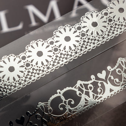 [2601-175] Silver Lace Isle – Foil-Embossed PET Border Tape Set (6 Designs)