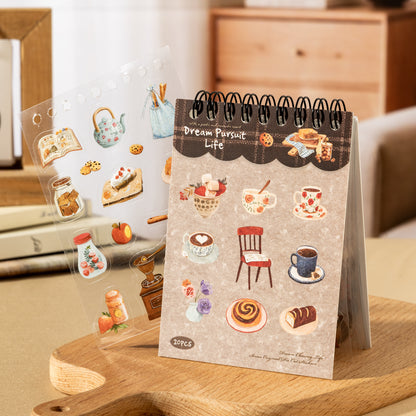 [2603-072] Lifestyle Die Cut PET Sticker Book 20 Sheets 4 Styles