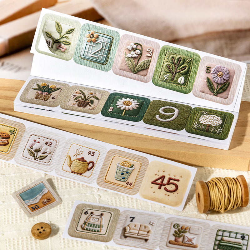 [2603-033] Embroidered Pattern Die Cut Sticker Book 4 Styles