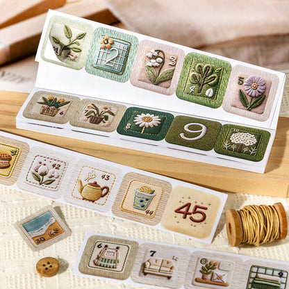 [2603-033] Embroidered Pattern Die Cut Sticker Book 4 Styles